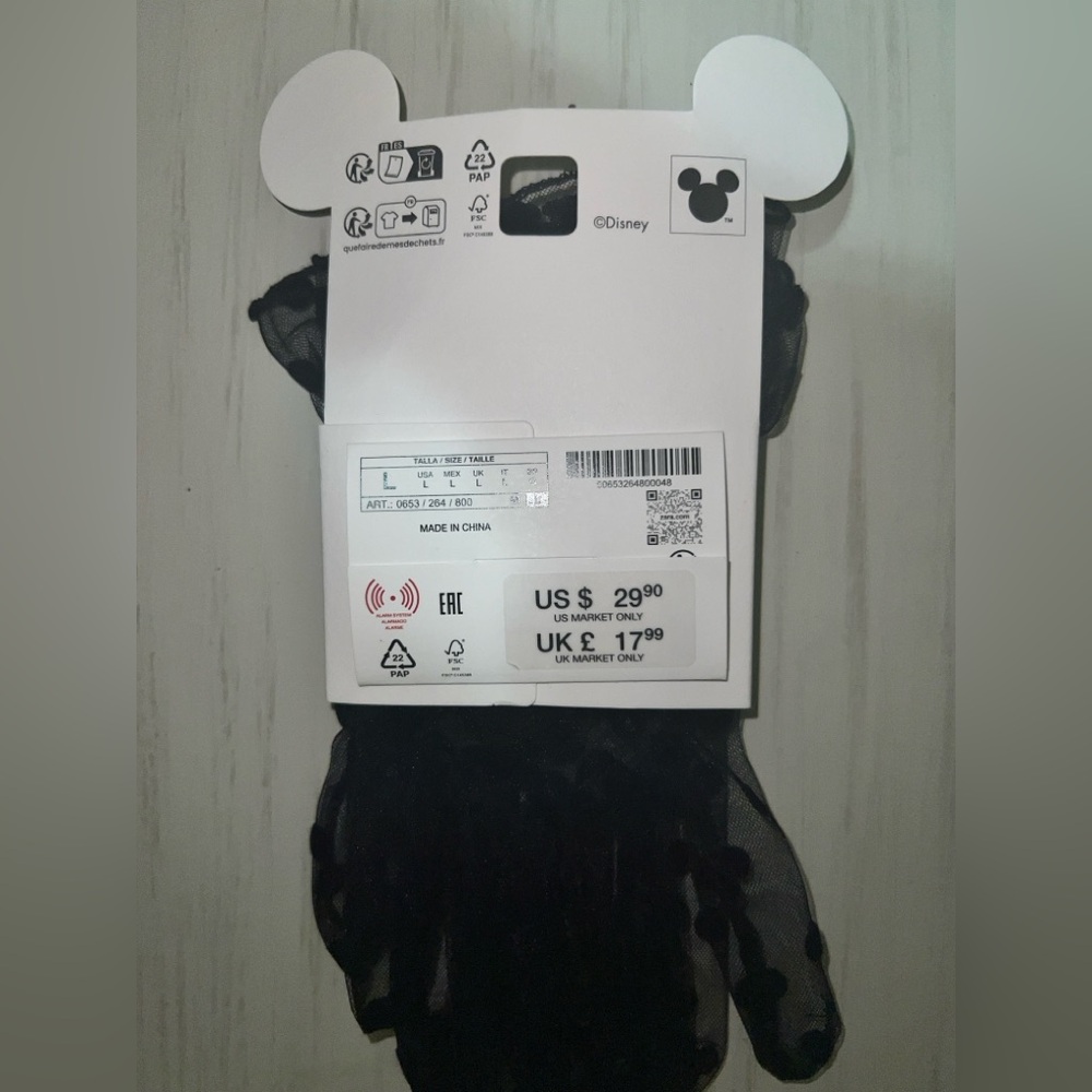 Zara x Disney Black Sheer Gloves LIMITED EDITION - Picture 2 of 3
